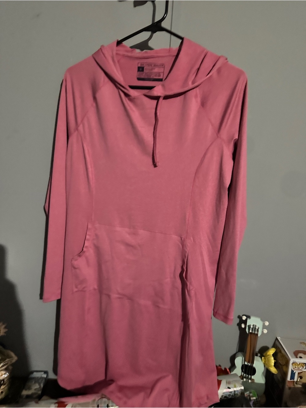 Women’s Long Sleeve Pink Hoodie Dress - silver bait
